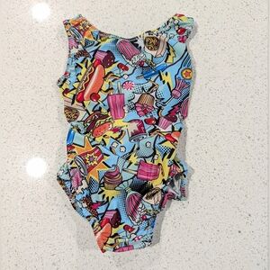 TINY TODDLER Foxy Gymnastics Leotard CXXS 4/5 XX- Small COMIC BOOK VSCO Open Bac